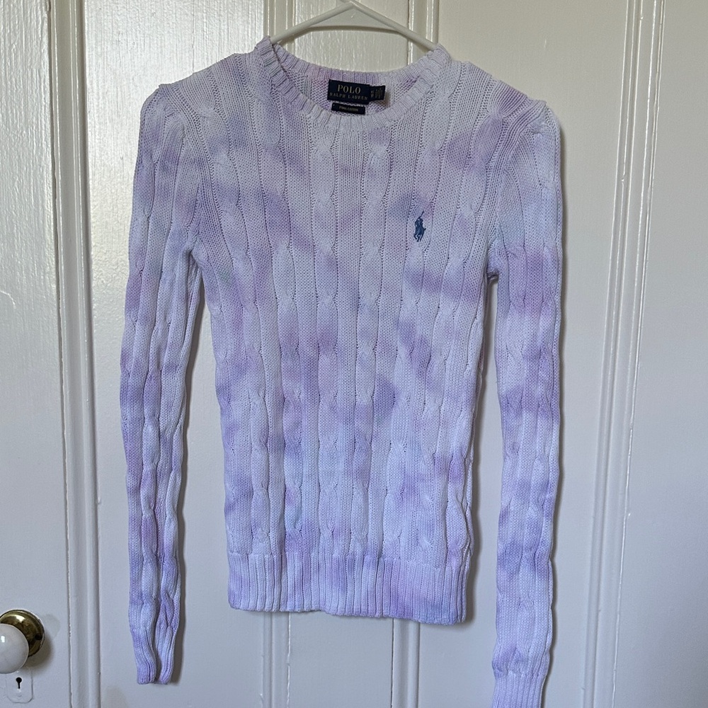 Ralph Lauren Tie-Dye Cable Knit Cotton Sweater